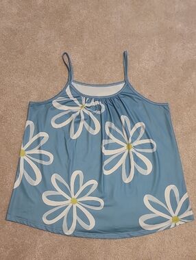 Blue Floral Daisy Tank Top